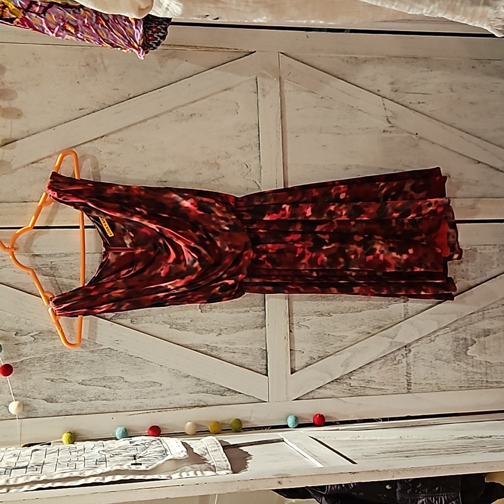 Alice +  Olivia silk dress red and pink.